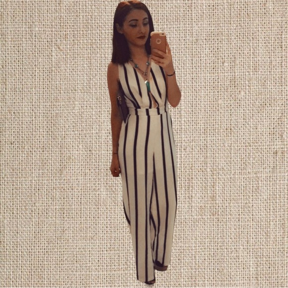 The Fifth Label Pants - The Fifth Label Monochrome Striped Jumpsuit